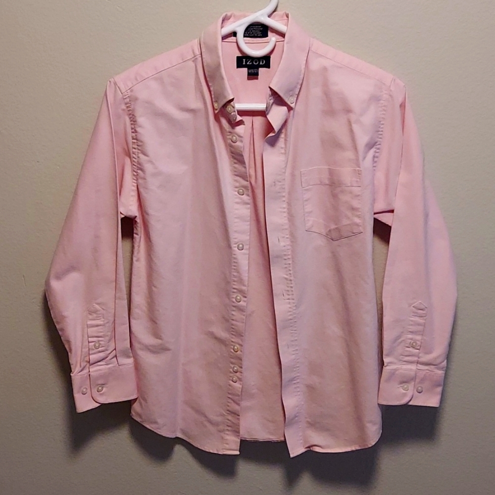 boys light pink long sleeve button up shirt